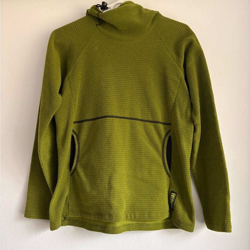 Melanzana Olive Green Waffle Knit Long Sleeve Hoodie